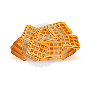 Belgian waffles . Dessert sweetness. We are preparing lunch. Isolated white background.