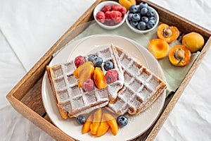 Belgian waffles with fresh berries