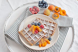 Belgian waffles with fresh berries