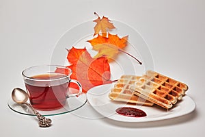 Belgian waffles and tea.