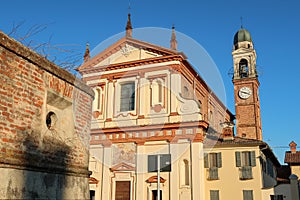 Belgioioso village Po Valley rural village characteristic detail Italy church houses