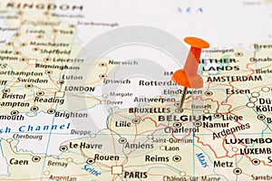 Belgium and bruxelles map pin photo