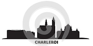 Belgium, Charleroi city skyline isolated vector illustration. Belgium, Charleroi travel black cityscape