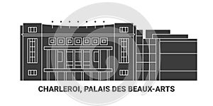 Belgium, Charleroi, Palais Des Beauxarts, travel landmark vector illustration