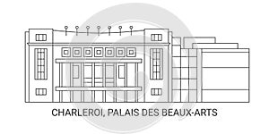 Belgium, Charleroi, Palais Des Beauxarts, travel landmark vector illustration