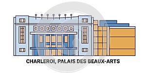 Belgium, Charleroi, Palais Des Beauxarts, travel landmark vector illustration