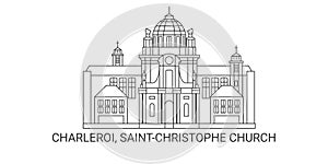 Belgium, Charleroi, Saintchristophe Church, travel landmark vector illustration