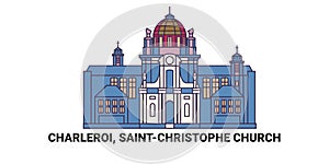 Belgium, Charleroi, Saintchristophe Church, travel landmark vector illustration