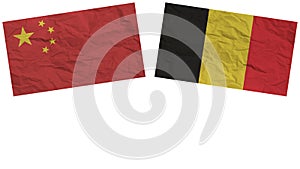 Belgium and China Flags Together Paper Texture Illustration