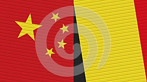 Belgium and China Two Half Flags Together