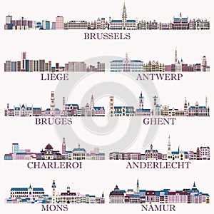 Belgium main cities cityscapes in rich pastel bright colorful palette. Magic aesthetics style photo