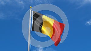 Belgium Flag Country 3D Rendering in Blue Sky Background