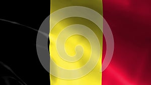 Belgium flag fluttering in the wind. detailed fabric texture