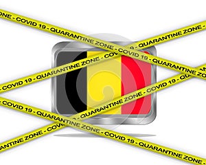 Belgium flag illustration. Coronavirus danger area, quarantined country