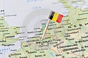 Belgium flag on map