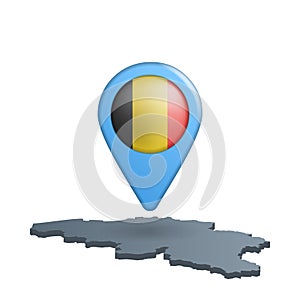 Belgium flag map pin on white