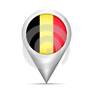 Belgium flag map pointer with shadow. Vector illustration