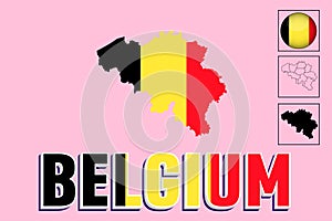 Belgium flag and map in a vector graphic