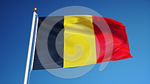 Belgium flag in slow motion seamlessly looped with alpha