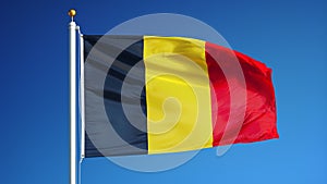 Belgium flag in slow motion seamlessly looped with alpha