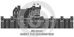 Belgium, Ghent, The Gravensteen travel landmark vector illustration