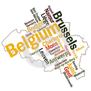 Belgium map and cities photo