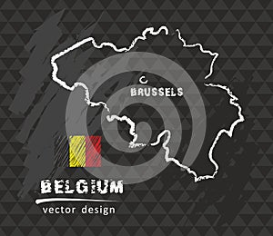 Belgium map, vector drawing on blackboard