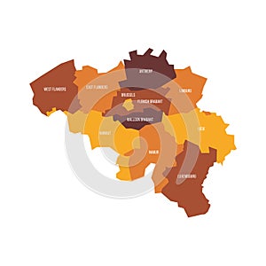 Belgium political map of administrative divisions