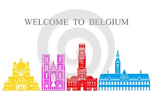 Belgium set. Isolated Belgium architecture on white background