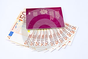 Belgium traveling Passport and euro`s