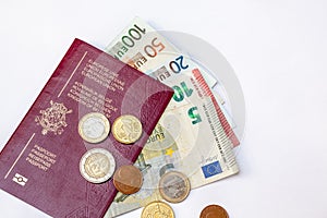 Belgium traveling Passport and euro`s