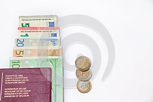 Belgium traveling Passport and euro`s