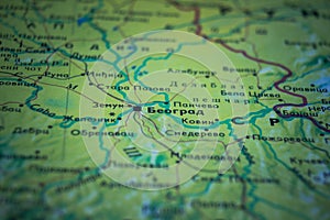 Belgrade, the capital city of Serbia on a map