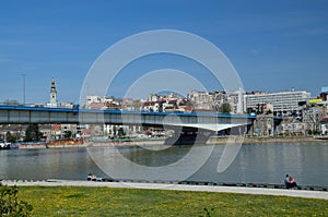 Belgrade city bridge with panorama
