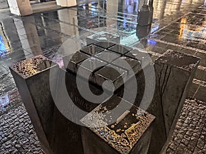 Belgrade city center holiday masonic symbol corner stone of new walkway