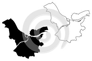 Belgrade City Republic of Serbia map vector illustration, scribble sketch City of Belgrade map