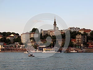 Belgrade city view from the river Sava docks