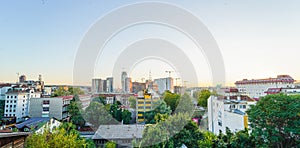 Belgrade cityscape wide panorama during summer