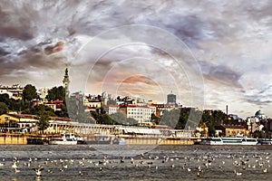 Belgrade Cloudy Waterfront Panorama at Dusk