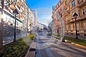 Belgrade. Cobbled streets in historic Beograd city enter view photo
