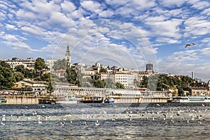 Belgrade Downtown Panorama With Tourist Port Viewed From Sava River Perspective