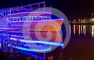 Belgrade fortress by night and illuminated ship 2