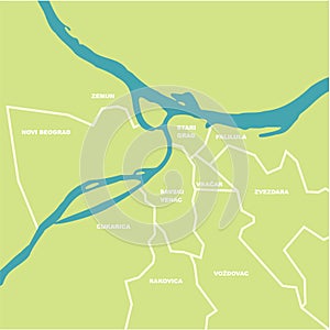 Belgrade municipalities - vector