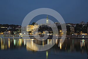 Belgrade at night, Serbia, river Sava