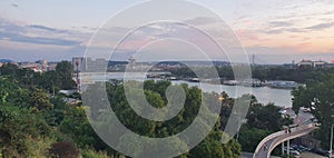 Belgrade old Kalemegdan fortress with panorama of the city of New Belgrade