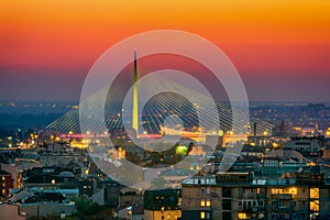 Belgrade panorama with Ada Bridge