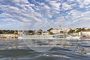 Belgrade Panorama with Kalemegdan Fortress and Tourist Nautical Port on Sava River