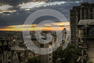 Belgrade panorama at sunset
