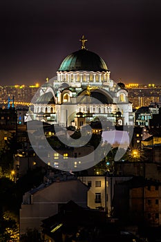 Belgrade panorama with temple of Saint Sava