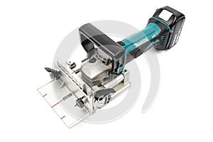 BELGRADE, SERBIA - 25. April 2023.: MAKITA DPJ180Z Brushless motor tool for working with wood